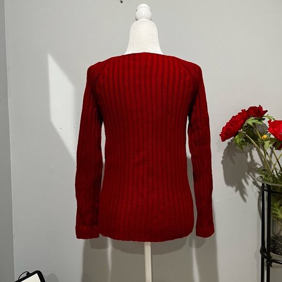 NEW Willi Smith Merino Wool Cable Knit Scoop Neck Chunky Ribbed Sweater Sz S Re… - Picture 4 of 14